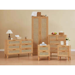 Nature Boho 5‑Piece Rattan Bedroom Set with Wardrobe and Cabinets - thumbnail 2