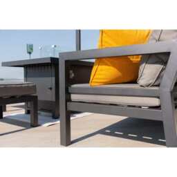 Berlin Large 9 seater Outdoor Fabric and Aluminium Corner Garden Dining Set with Fire Pit Table, With Rain Cover - thumbnail 9