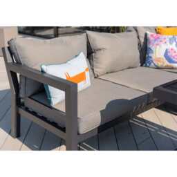 Berlin Large 9 seater Outdoor Fabric and Aluminium Corner Garden Dining Set with Fire Pit Table, With Rain Cover - thumbnail 7