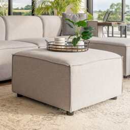Tessa Modular Ottoman, Linen Grey - thumbnail 1