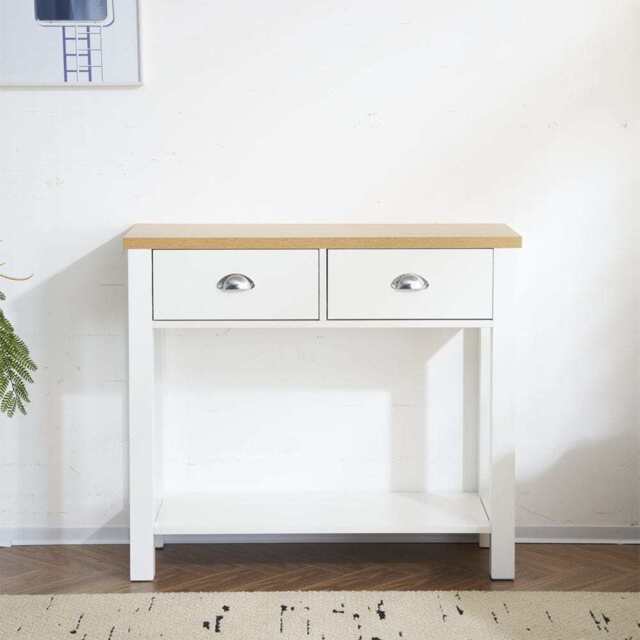 Heritage Hallway Console Table Sideboard With 2 Drawers, White / With 2 Drawers