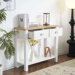 Heritage Hallway Console Table Sideboard With 2 Drawers, White / With 2 Drawers - thumbnail 4