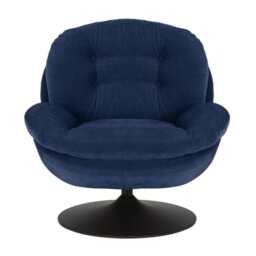 Sol Plush Swivel Leisure Chair, Dark Blue - thumbnail 3