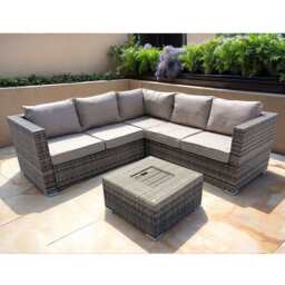 Vancouver Aluminum frame 5 Seater Rattan Garden Furniture Corner Sofa Set With Ice Bucket Coffee Table, Brown / Without Rain Cover - thumbnail 8