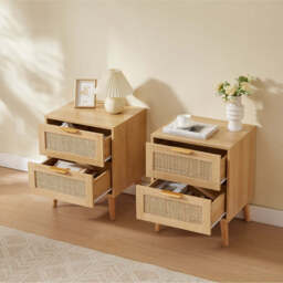 Nature Boho 4-Piece Rattan Bedroom Wardrobe Set With Chests and Bedside Cabinets - thumbnail 5