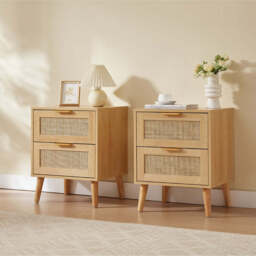 Nature Boho 4-Piece Rattan Bedroom Wardrobe Set With Chests and Bedside Cabinets - thumbnail 4