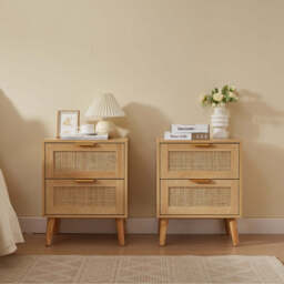 Nature Boho 4-Piece Rattan Bedroom Wardrobe Set With Chests and Bedside Cabinets - thumbnail 7