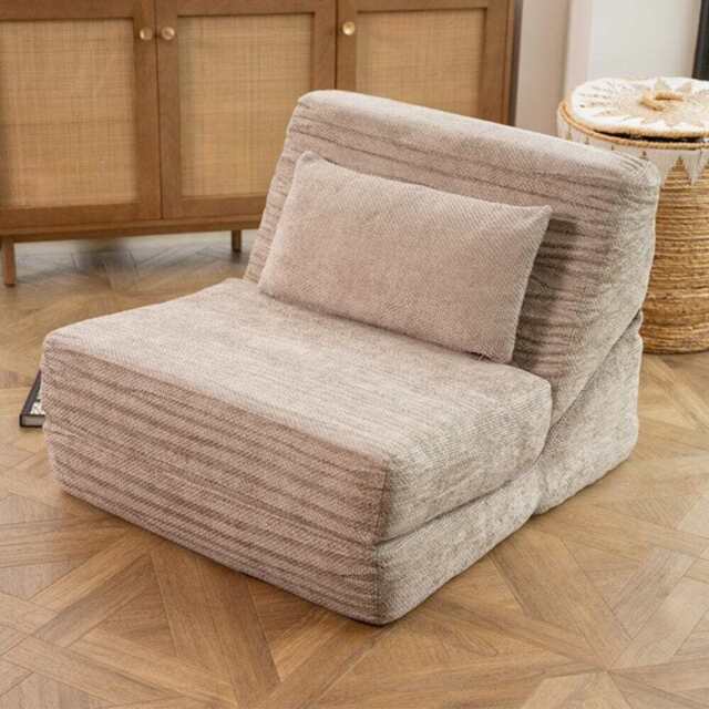Hugspacee Adjustable Lazy Chair Plush Floor Sofa Chair, Light Grey - image 1