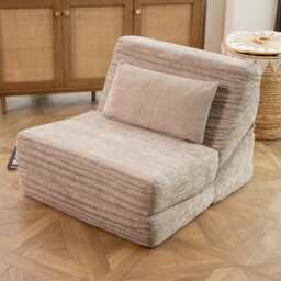 Hugspacee Adjustable Lazy Chair Plush Floor Sofa Chair, Light Grey - thumbnail 1