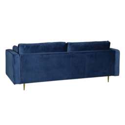 Avery Velvet 3 Seater Sofa with 2 Scatter Cushions, Blue - thumbnail 8