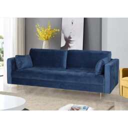 Avery Velvet 3 Seater Sofa with 2 Scatter Cushions, Blue - thumbnail 4