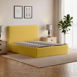 Elvie Ottoman Storage Pneumatic Lift Up Bed Frame Double or King Bed, Double / Mustard Velvet - thumbnail 3