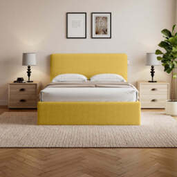 Elvie Ottoman Storage Pneumatic Lift Up Bed Frame Double or King Bed, Double / Mustard Velvet - thumbnail 2