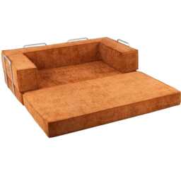 Hugspacee Velvet Compressed Daybed Upholstered Lounge Sofa, Orange - thumbnail 2