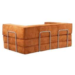 Hugspacee Velvet Compressed Daybed Upholstered Lounge Sofa, Orange - thumbnail 6