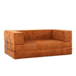 Hugspacee Velvet Compressed Daybed Upholstered Lounge Sofa, Orange - thumbnail 4