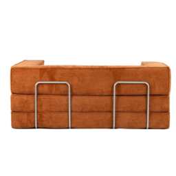 Hugspacee Velvet Compressed Daybed Upholstered Lounge Sofa, Orange - thumbnail 7