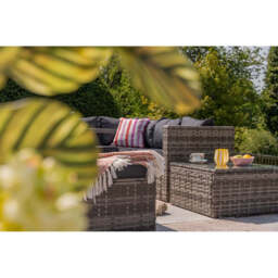 Vancouver 6 Seater Rattan Garden Corner Sofa Set with Cubic Fire Pit Table and Rain cover - thumbnail 6