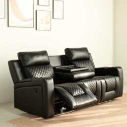 Black PU Leather Electric Recliner Functional 2 Seater Sofa/3 Seater Sofa / Armchair Set, 3 Seater - thumbnail 1