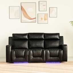 Black PU Leather Electric Recliner Functional 2 Seater Sofa/3 Seater Sofa / Armchair Set, 3 Seater - thumbnail 3