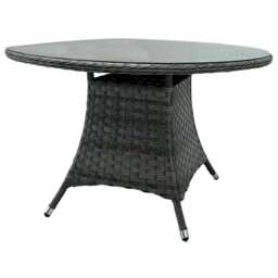 Aura 4 Seater Round Dining Table Set Rattan Garden Set, Grey / With Rain Cover - thumbnail 3