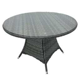 Aura 4 Seater Round Dining Table Set Rattan Garden Set, Grey / With Rain Cover - thumbnail 4
