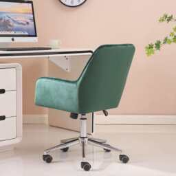 Melton Office Chair Upholstered Velvet Channel Tufted, Green - thumbnail 4