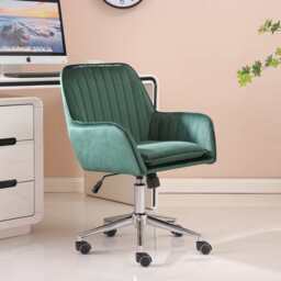 Melton Office Chair Upholstered Velvet Channel Tufted, Green