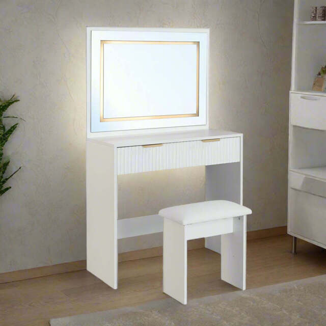 Mercury hollywood Style Dressing Table and Stool Set With Led Lighting - image 1