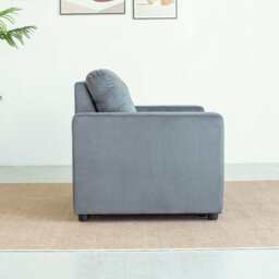 Upholstered Foldable Sofa Bed Pullout Sofa Convertible Sleeper Chair With Arms, Grey Velvet / Single - thumbnail 8