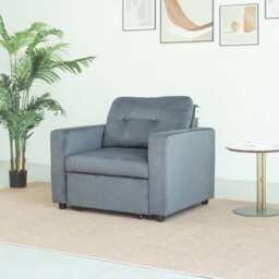 Upholstered Foldable Sofa Bed Pullout Sofa Convertible Sleeper Chair With Arms, Grey Velvet / Single - thumbnail 7