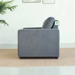 Upholstered Foldable Sofa Bed Pullout Sofa Convertible Sleeper Chair With Arms, Grey Velvet / Single - thumbnail 9