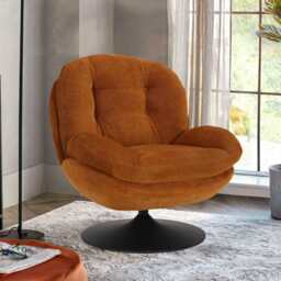 Sol Plush Swivel Leisure Chair, Orange - thumbnail 1