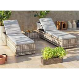 Vancouver Rattan Sun Lounger Set In Grey, With Rain Cover - thumbnail 7