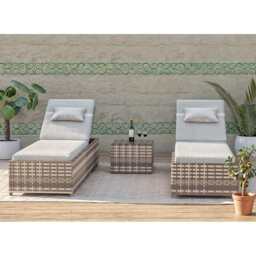 Vancouver Rattan Sun Lounger Set In Grey, With Rain Cover - thumbnail 6