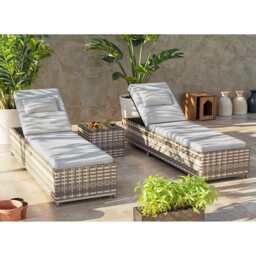 Vancouver Rattan Sun Lounger Set In Grey, With Rain Cover - thumbnail 5