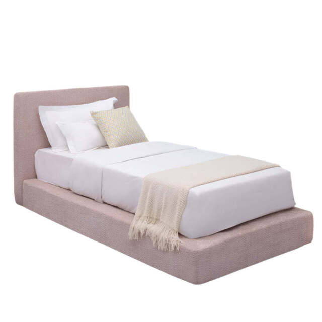 Marshmuff Soft Frame Boucle Bed Frame With Headboard King Bed or Double Bed or Single Bed, Single Size Frame / Pink