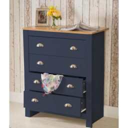 Heritage 4 Drawer Chest Bedroom Storage Cabinet, Blue