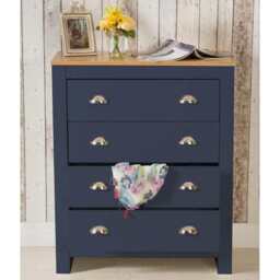 Heritage 4 Drawer Chest Bedroom Storage Cabinet, Blue - thumbnail 2