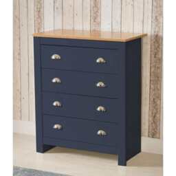 Heritage 4 Drawer Chest Bedroom Storage Cabinet, Blue - thumbnail 3