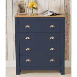 Heritage 4 Drawer Chest Bedroom Storage Cabinet, Blue - thumbnail 4