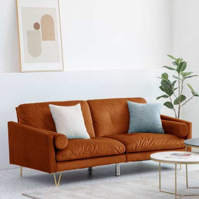 Alessia Velvet Sofa Bed, Orange