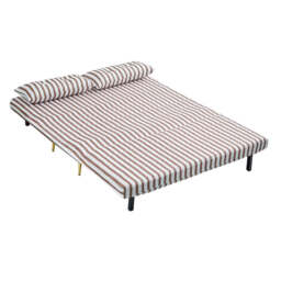 Jola x Large Velvet Foldable 2.5 Seater Sofa Bed with Pillows, Brown Stripe - thumbnail 3