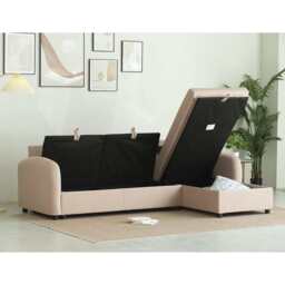Anti-Scratching Microfibre Fabric Corner Sofa Storage Sofa 3 Seater Corner Sofa With Chaise, Pink - thumbnail 6