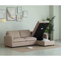 Anti-Scratching Microfibre Fabric Corner Sofa Storage Sofa 3 Seater Corner Sofa With Chaise, Pink - thumbnail 5