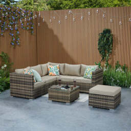 Vancouver Steel Frame 6‑Seater Corner Sofa Set with Ice Bucket Coffee Table, Brown - thumbnail 9
