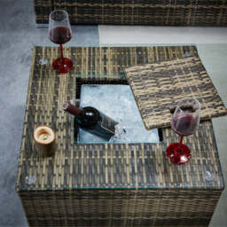 Vancouver Steel Frame 6‑Seater Corner Sofa Set with Ice Bucket Coffee Table, Brown - thumbnail 3