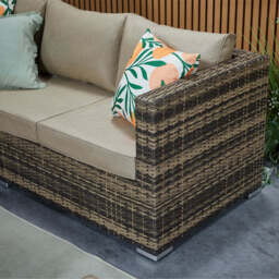 Vancouver Steel Frame 6‑Seater Corner Sofa Set with Ice Bucket Coffee Table, Brown - thumbnail 6