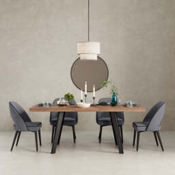 Belluno 4-6 Seater Oak 190CM Extending Dining Table With 4/6 Boucle Dining Chairs, Table+4 Chairs (Oak + Grey)