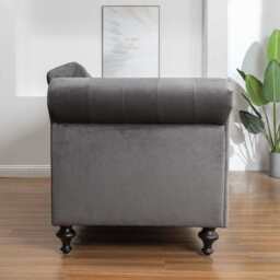 Toronto 3 Seater Chesterfield Style Velvet Sofa Bed In Grey - thumbnail 7